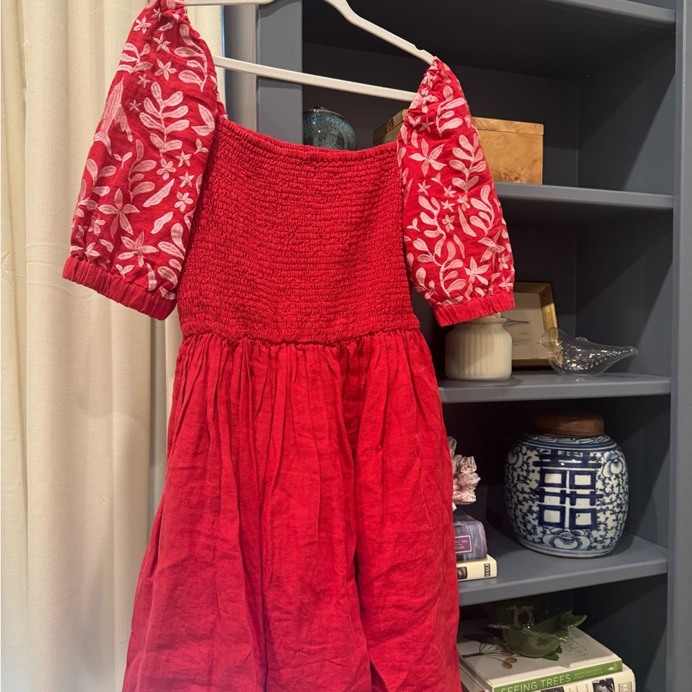 Red Linen Mersea Dress